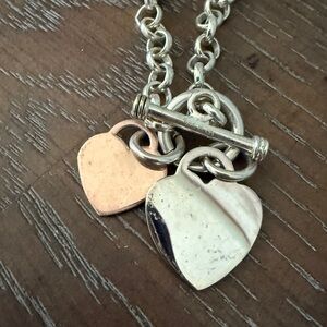 Silver and Gold Heart Pendant Necklace